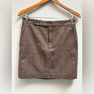 Vintage Polo RALPH LAUREN Brown Wool Houndstooth Skirt Women’s Size 6